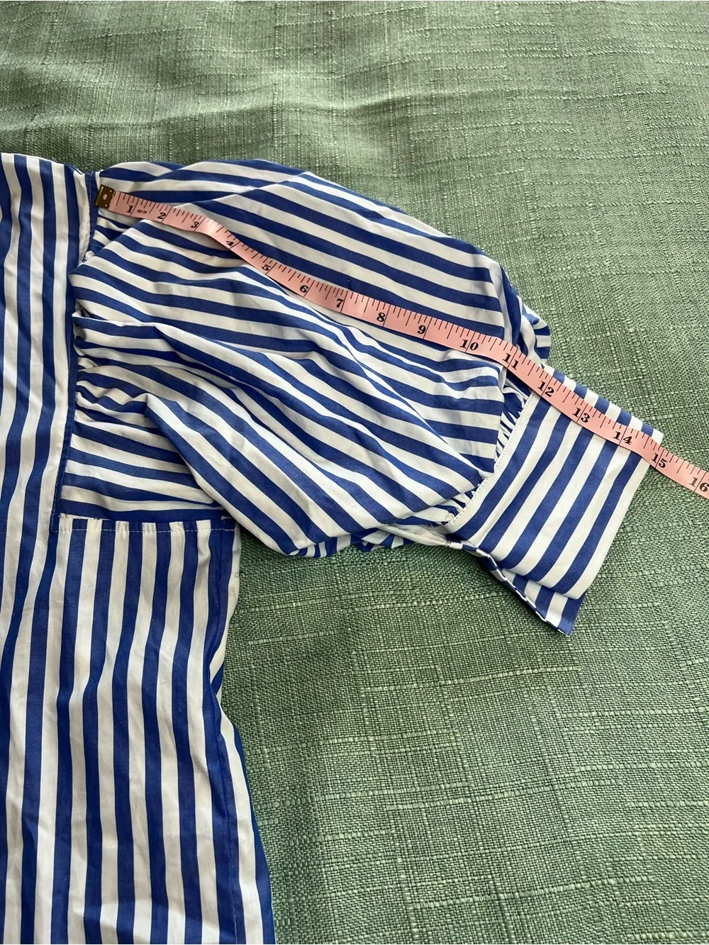 Zara Poplin Balloon Sleeve Shirt Blue and White Stripes XS NWT